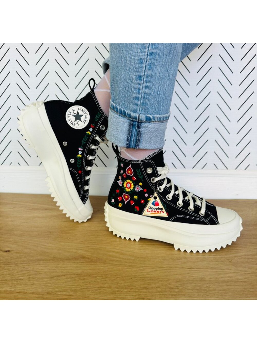 Rare Converse Run Star Hike Hi 6.5 Women Shoes Floral Embroidery Sneaker A02192C